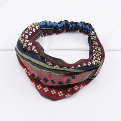 Fabric Retro Pattern Hairband Wide Turban Casual Ethnic Style Headband
