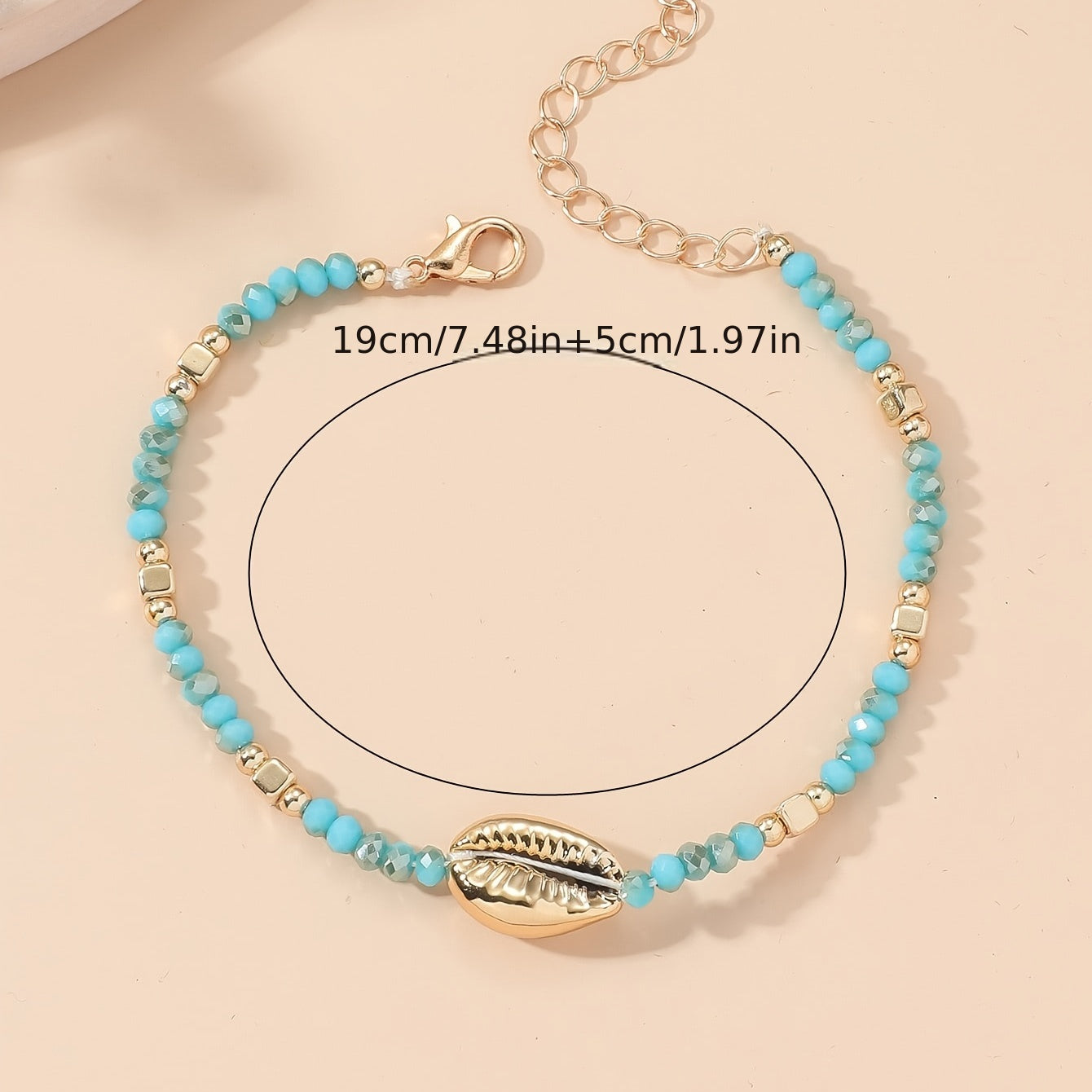 Plated Beaded Crystal Shell Women's Ankle Anklet Jewelry