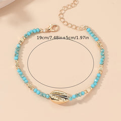 Plated Beaded Crystal Shell Women's Ankle Anklet Jewelry