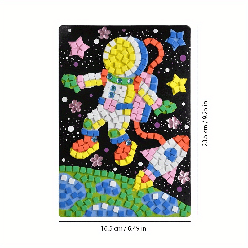 Astronaut Space Mosaic Stickers Art Kit Kids Foam Craft DIY By Number Handcraft
