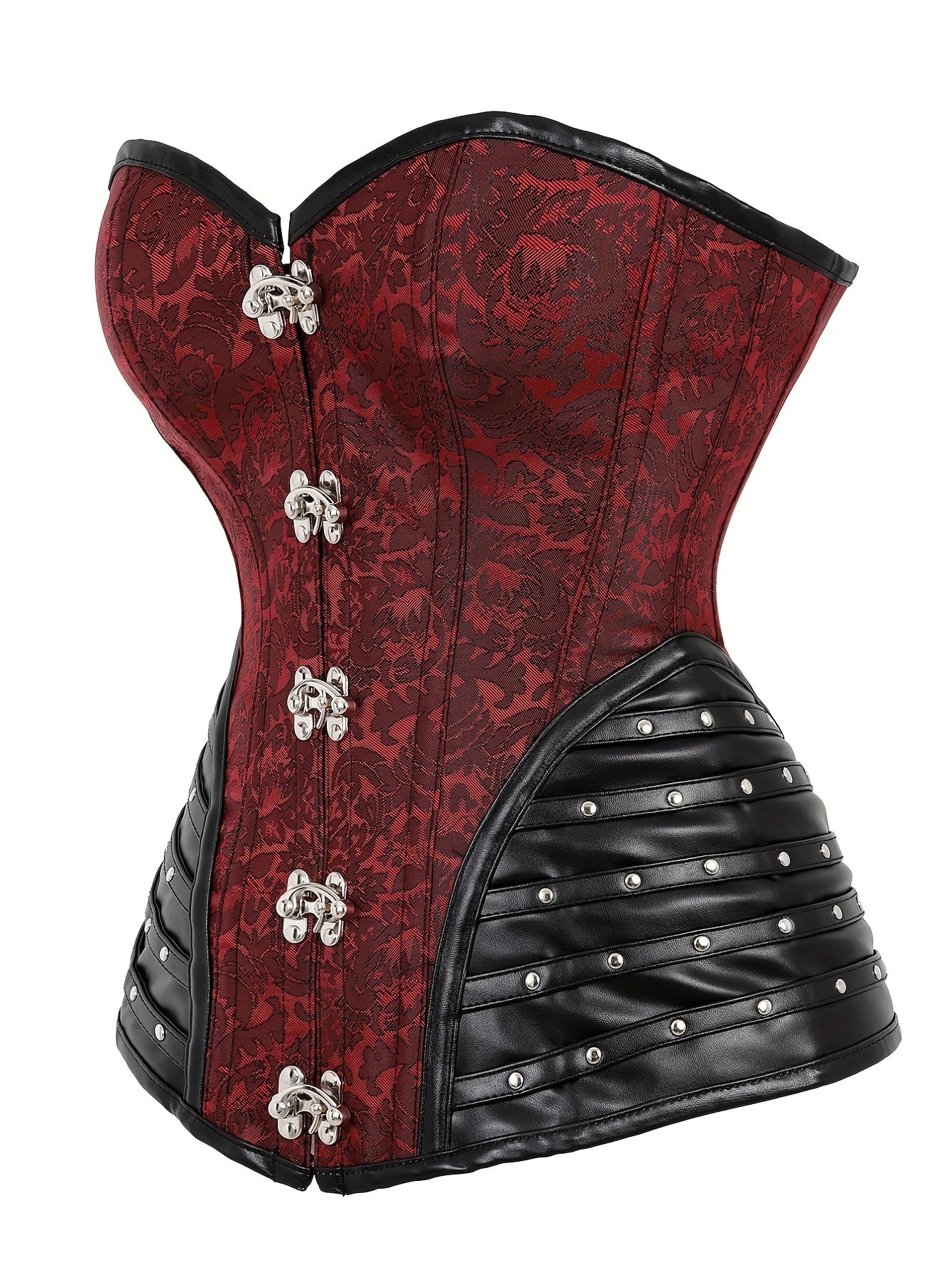 Gothic Strapless Corset Bustier Tummy Control Lace Up Jacquard Body Shaper