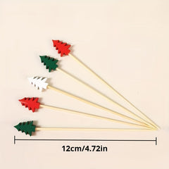 50pcs 11 Christmas Tree Bamboo Sticks For Fruit Party Decorations
