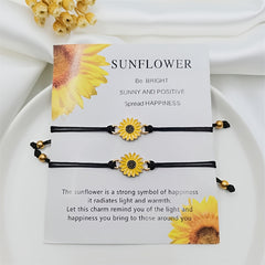 Braided Sunflower Charm Bracelet Couple Bracelet