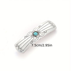 Turquoise Hair Clip Silvery Barrette Western Style Hair Accessories
