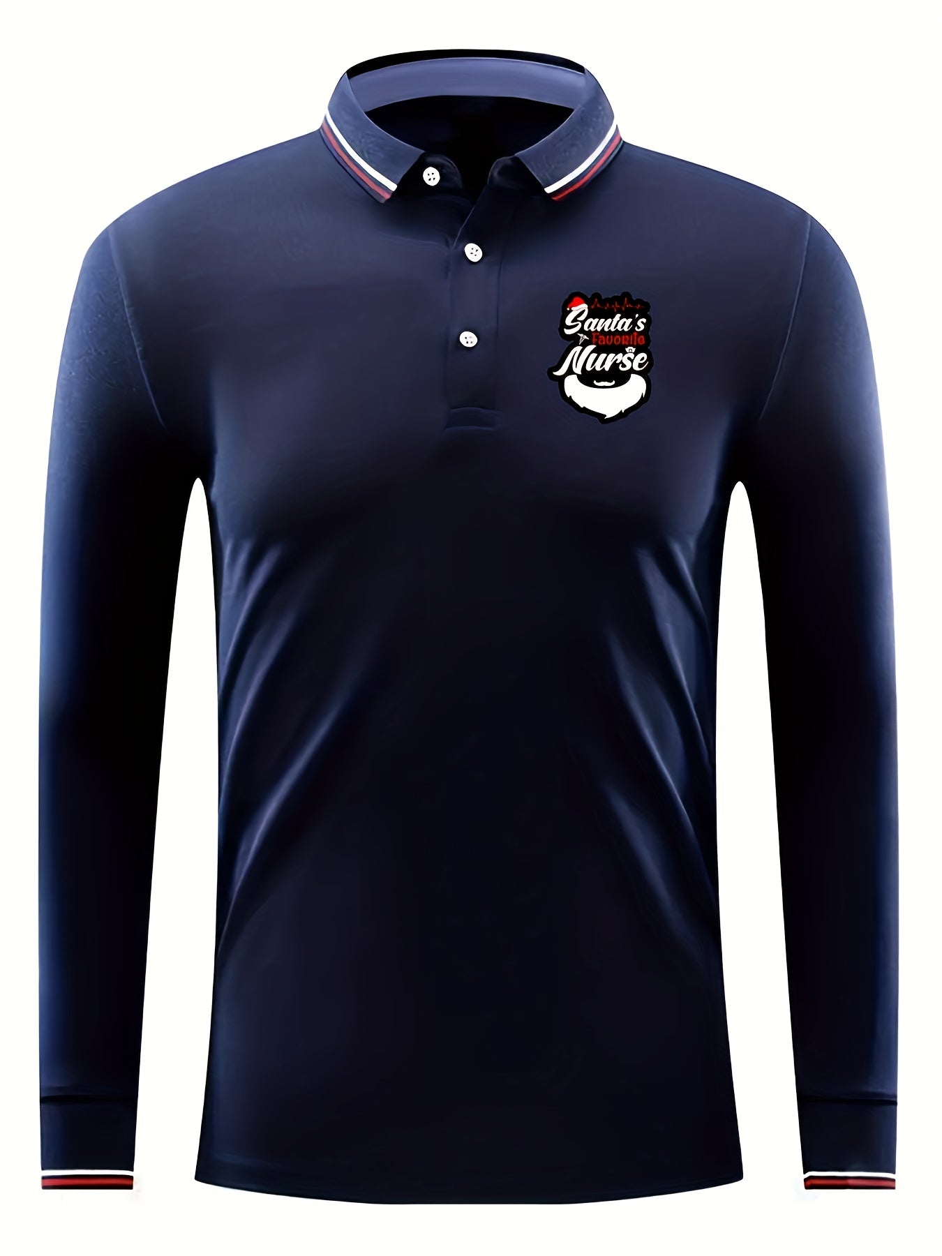 Santa's Nurse Men's Casual Long Sleeve Shirt