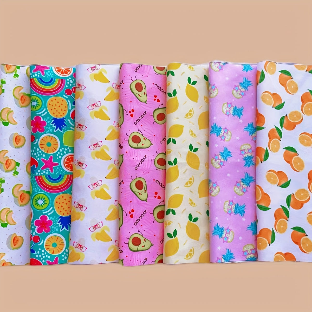 7pcs Assorted Fabric Packs for DIY Bows Crafts Doll Costumes 24x24cm
