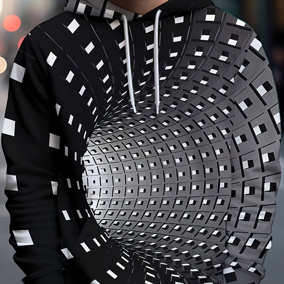 Optical Vision Hoodies For Men Graphic Hoodie Loose Hooded Pullover