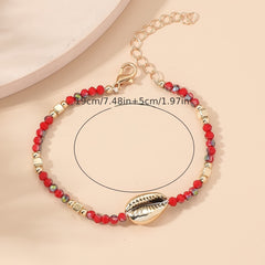 Plated Beaded Crystal Shell Women's Ankle Anklet Jewelry
