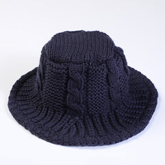 Cable Pattern Coldproof Thermal Women Knit Bucket Hat