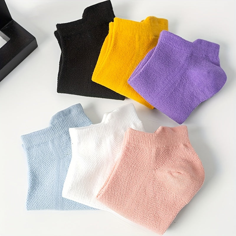 6 Pairs Solid Sports Socks Low Cut Soft Lightweight Women's Stockings
