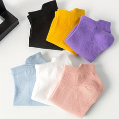 6 Pairs Solid Sports Socks Low Cut Soft Lightweight Women's Stockings