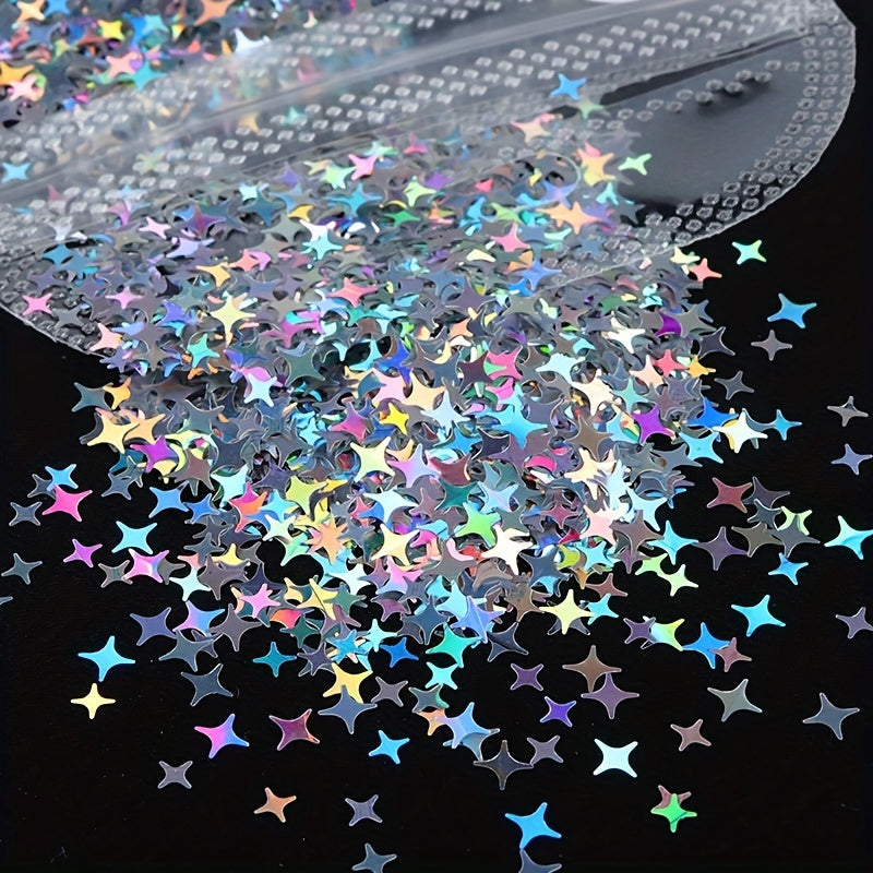 Holographic Star Glitter Flakes Resin Fillers Nail Art