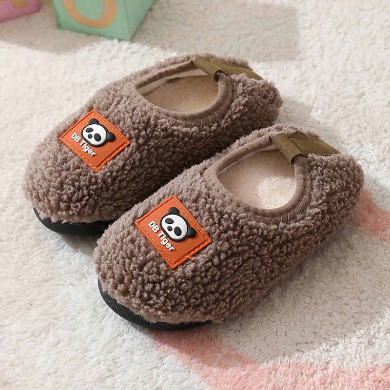 Girls Cartoon Furry Slip On House Shoes