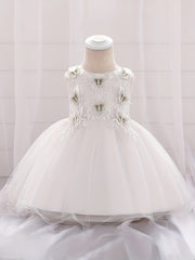 Girls Butterfly Embroidery Princess Dress Baby Birthday Party Dress