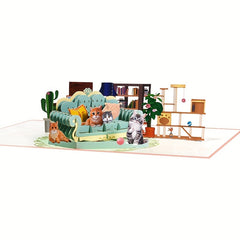1pc Cat Pop Up Birthday Card 3D Greeting Card for Cat Lovers