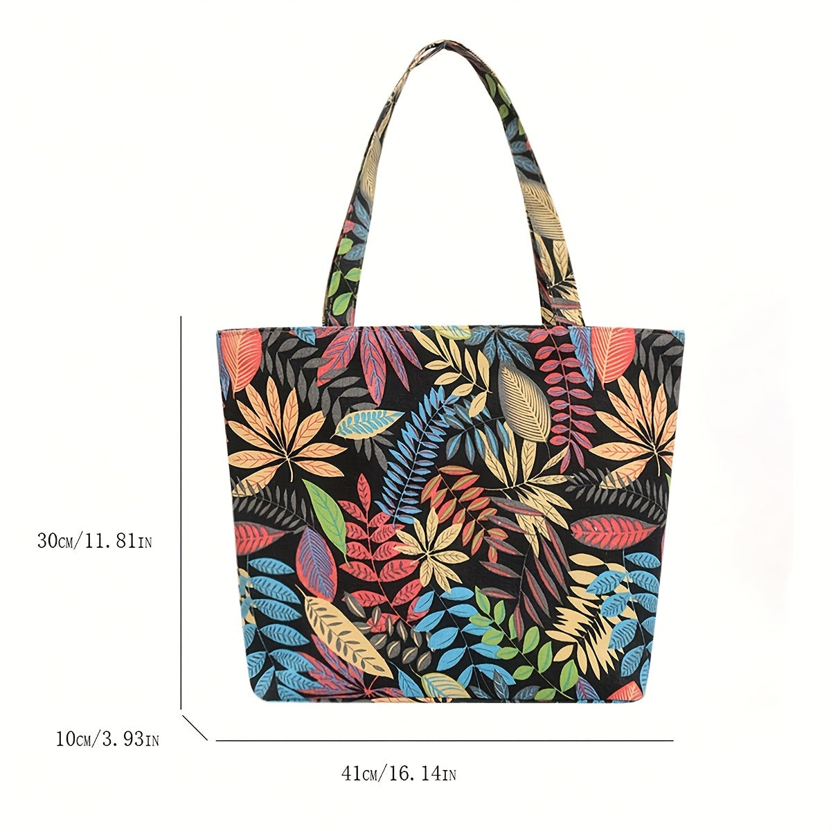 Vintage Leaves Pattern Lightweight Tote Bag All Match Handbag