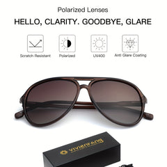 VIVIENFANG Retro Large Aviator Sunglasses Polarized Lenses