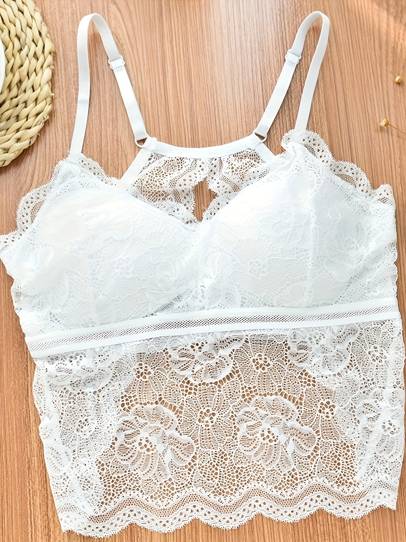 2pcs Lace Cami Tops Hollow Out Scallop Trim Lingerie