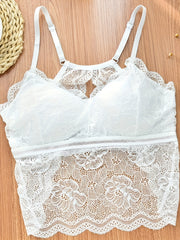 2pcs Lace Cami Tops Hollow Out Scallop Trim Lingerie