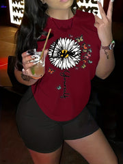  Butterfly & Letter Daisy Print Tee & Shorts Set