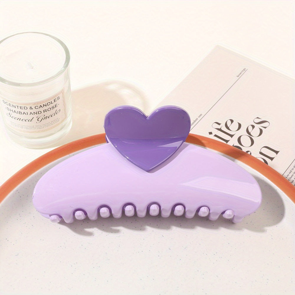 Glossy Candy Hair Claw Heart Decor Ponytail Holder Sweet Hair Clip