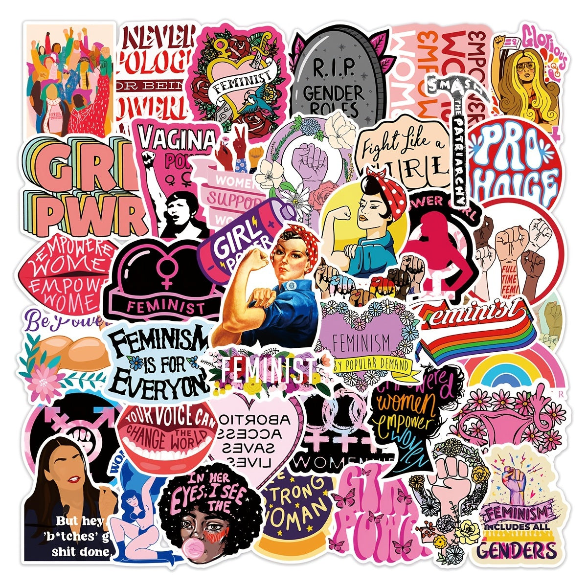 Feminist Anti-Fall Waterproof Stickers - DIY Creative Toys