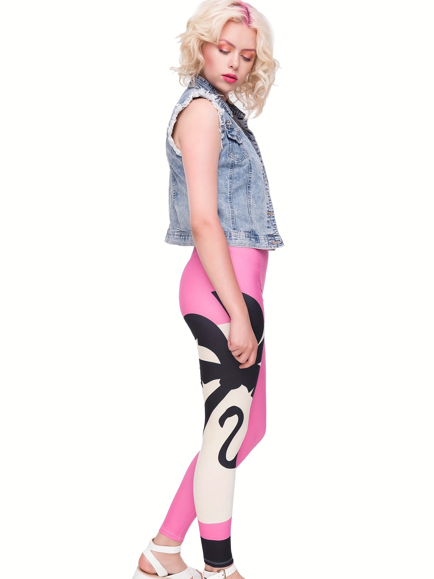 Graphic Print Skinny Leggings Casual Block Every Stretchy Leggings