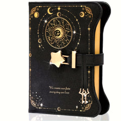 2pcs Zodiac Lock & Key Notebook B6 PU Leather Journal