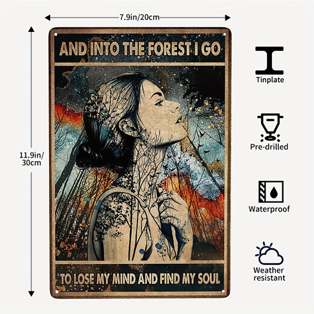 1pc Woman Forest Poster Vintage Tin Metal Sign Iron Painting Bar Garage Restaura