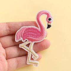6pcs Girls Flamingo Bow Emblem Badge DIY Decorative Accessories for Clothes