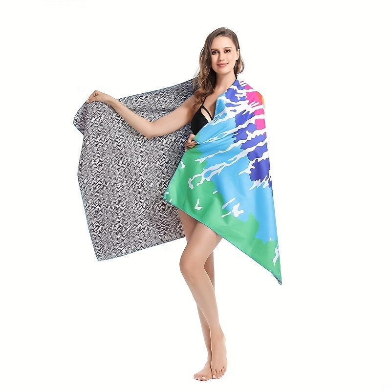 Colorful Spiral Print Beach Towel Quick Dry & Absorbent
