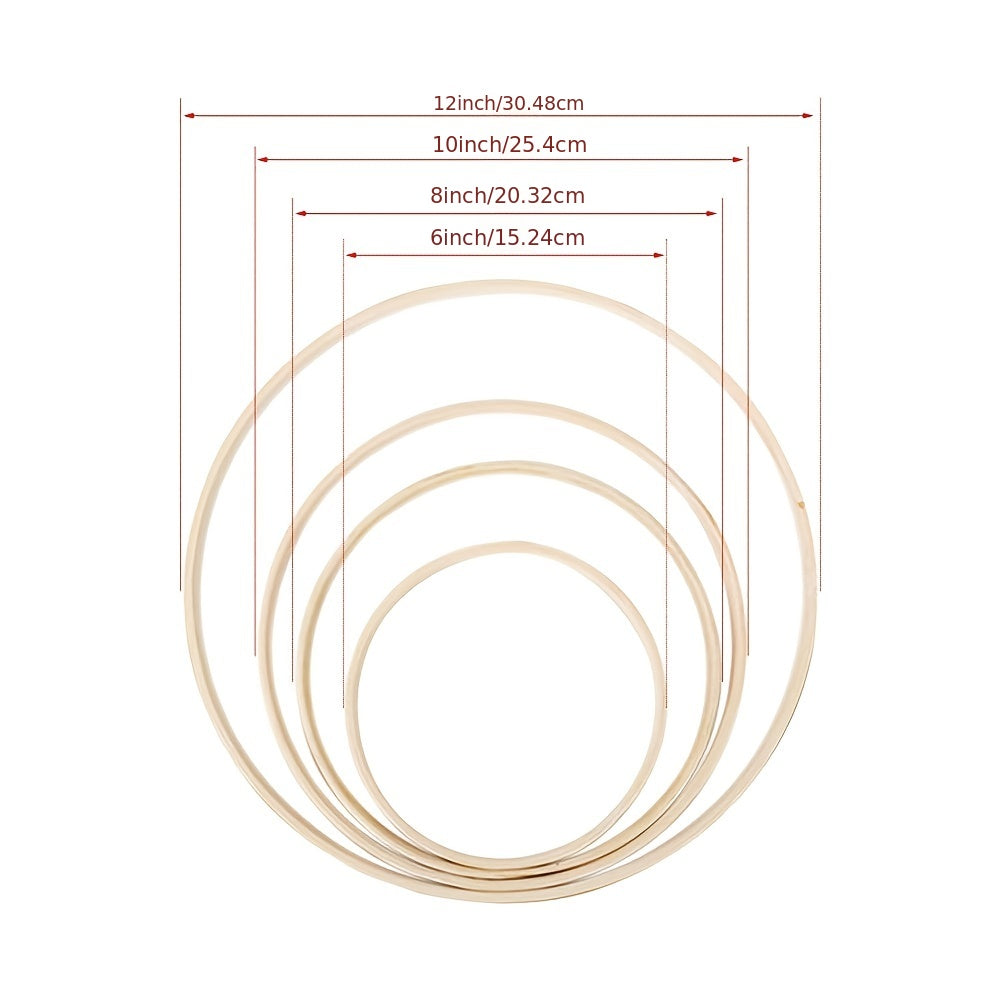 12pcs Wooden Bamboo Circle Dream Catcher Round Wooden Circle Decoration