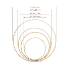 12pcs Wooden Bamboo Circle Dream Catcher Round Wooden Circle Decoration
