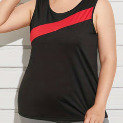  Colorblock Stripe Print Round Neck Tank Top