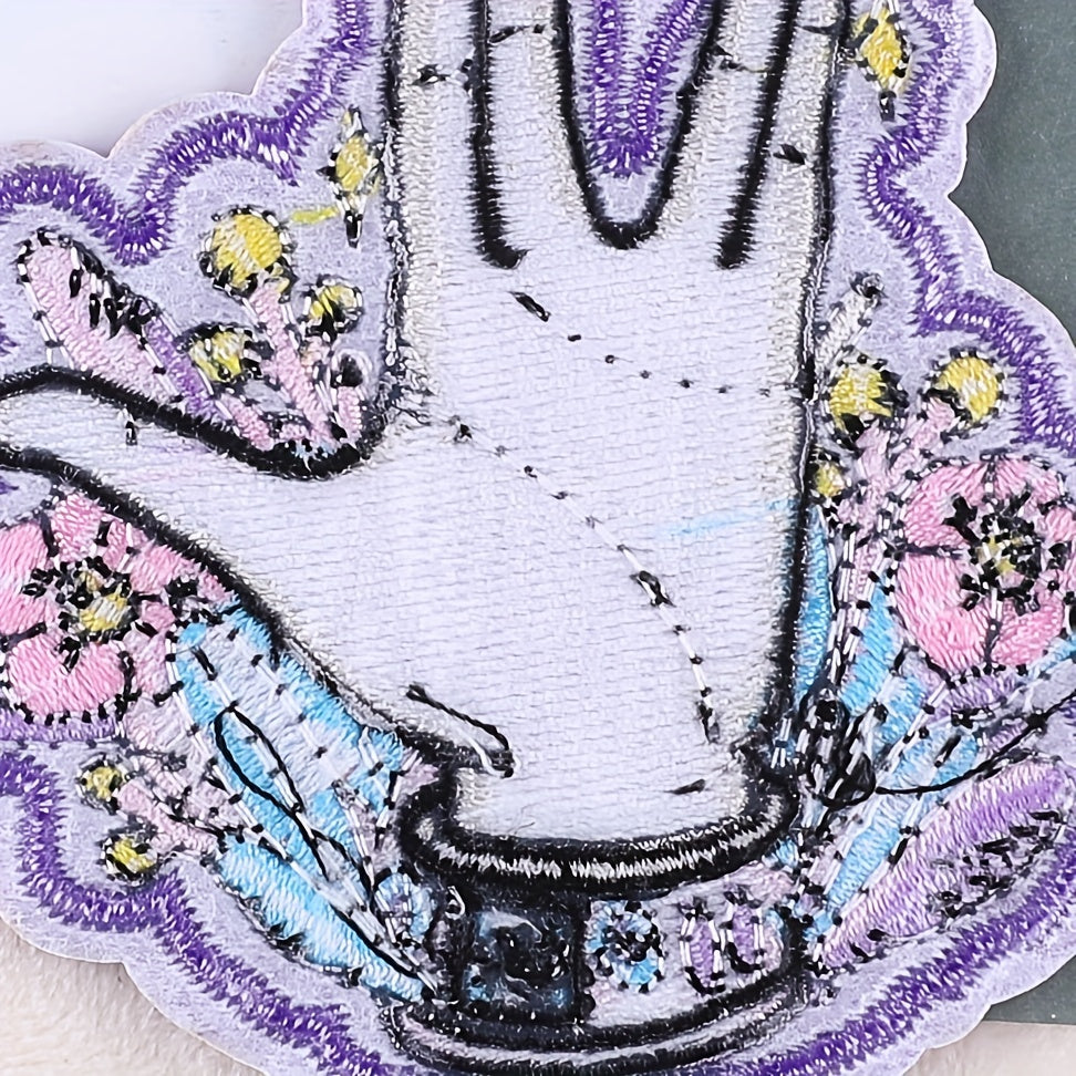 2pcs Embroidered Palm Patch Ironing Cloth Stickers