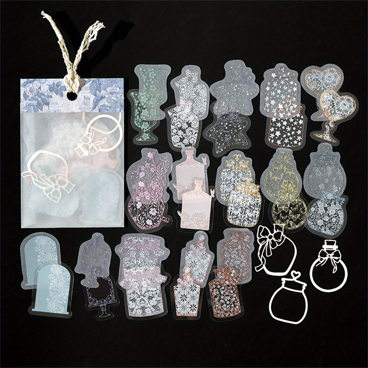 33pcs Lace Material Wrapped with Colored Yarn for DIY Journal