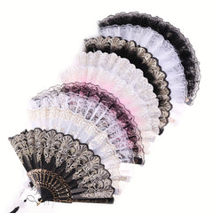 Ancient Style Court Dance Fan with Tassel Flower Pattern