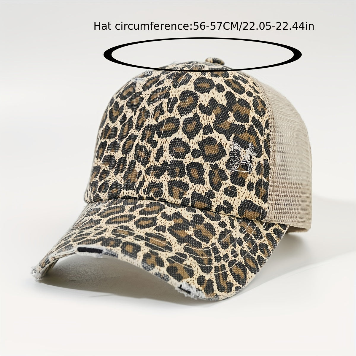 Leopard Print Ponytail Trucker Hat Dad Cap for Women