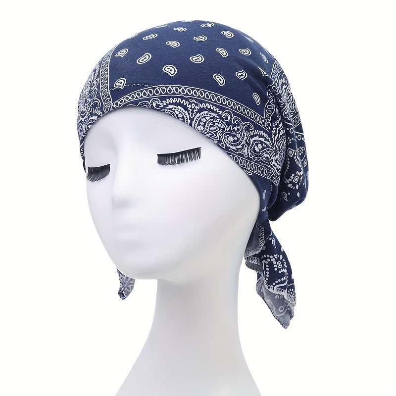 Paisley Print Head Wrap Elastic Turban Cap Lightweight Beanie Solid Women Skull