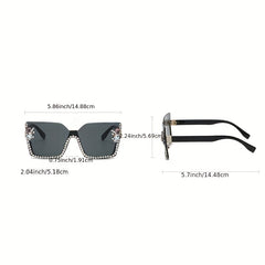 Rhinestone Rimless Sunglasses Large Gradient Glasses UV400