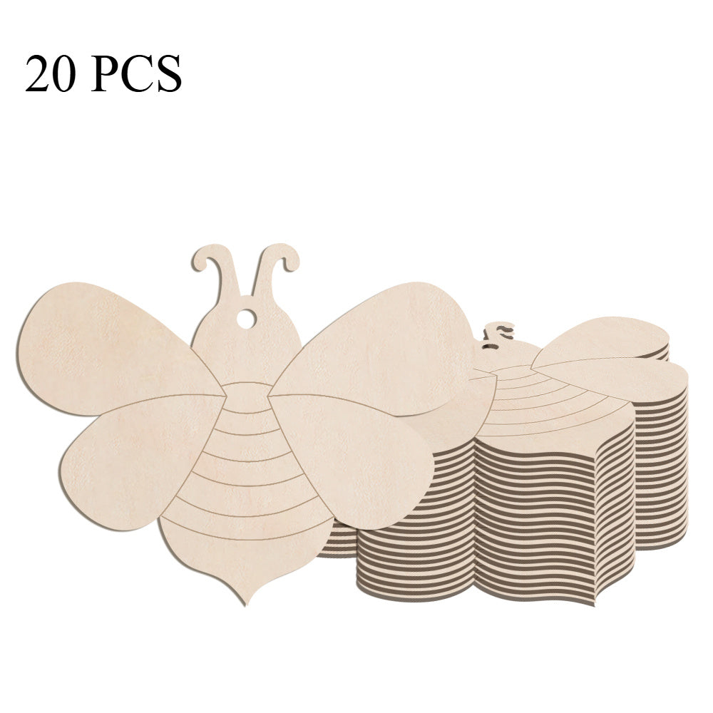 20pcs Bee Wooden Craft Chips for DIY Art Projects Decorative Crafting