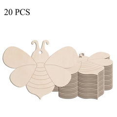 20pcs Bee Wooden Craft Chips for DIY Art Projects Decorative Crafting