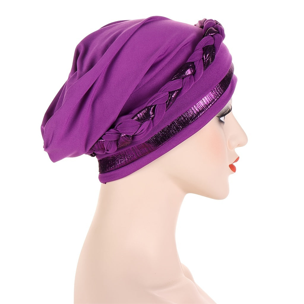 Braided Twist Turban Hat Block Beanies Women's Bandana Outdoor Hijab Hat