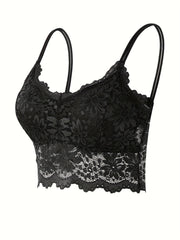 Floral Lace Wireless Bra Double Straps