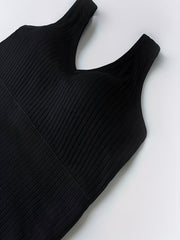 3pcs Ribbed Tank Top Bra Detachable Chest Pads Women's Lingerie