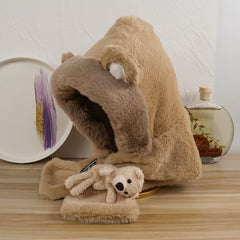 2pcs Winter Cashmere Scarf Hat with Animal Ears for Girls