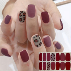 1 Pcs Full Cover Wraps Nail Polish Stickers Leopard Glitter Manicure Tip