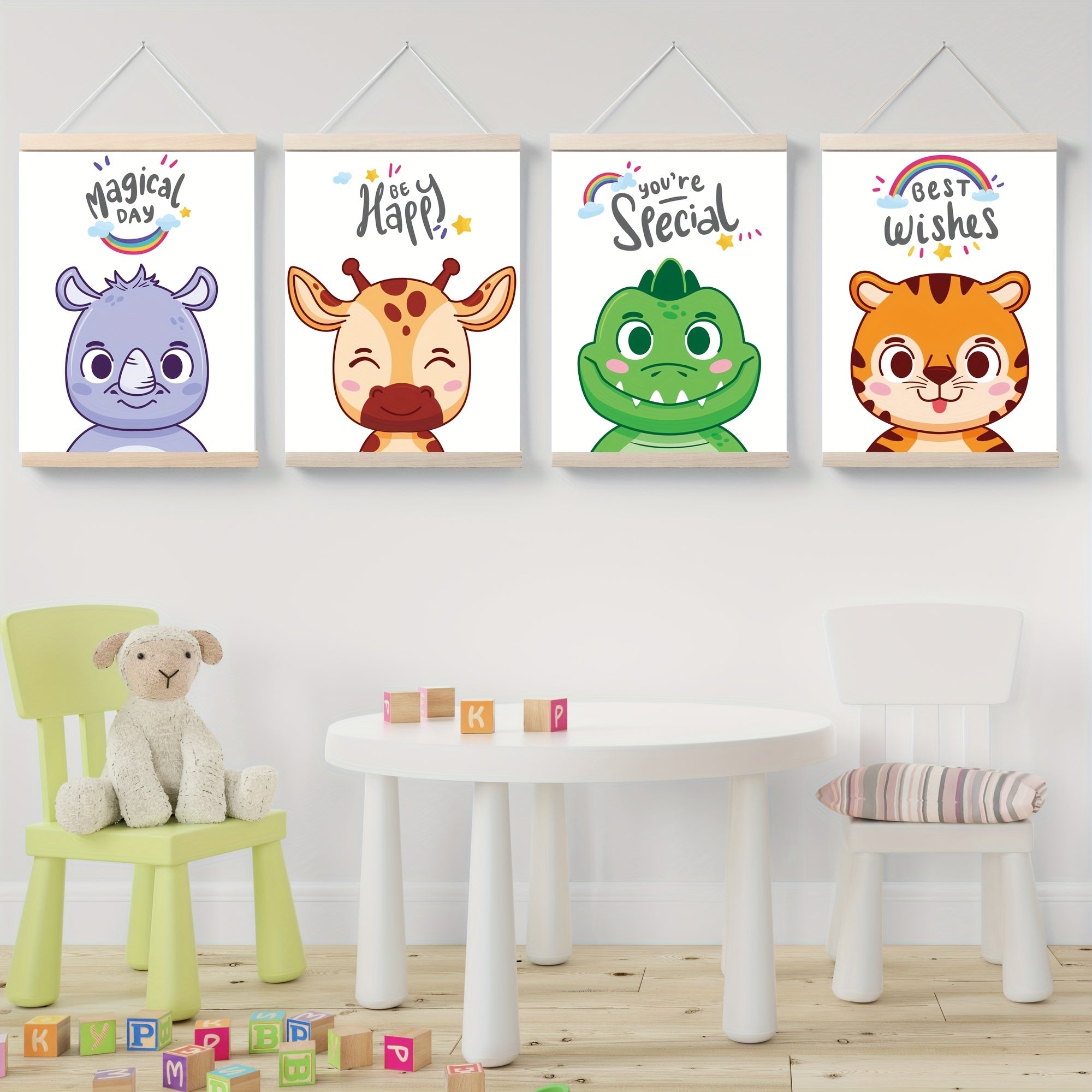 4pcs Animal-themed Nursery Wall Art Print - Cute Baby Room Decor