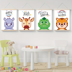 4pcs Animal-themed Nursery Wall Art Print - Cute Baby Room Decor