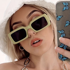 Y2K Rectangle Sunglasses UV400 Sun Shades For Beach Travel